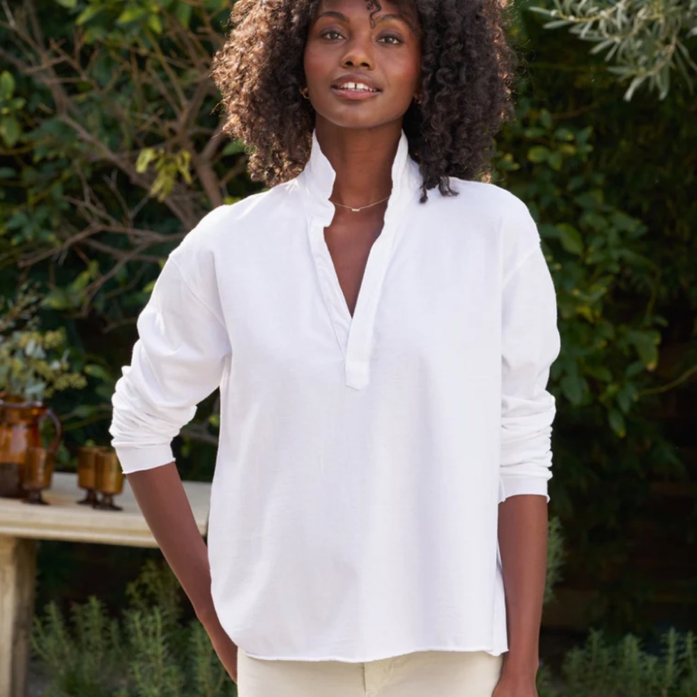 Frank & Eileen White Long Sleeve Top